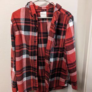 American Eagle hooded flannel